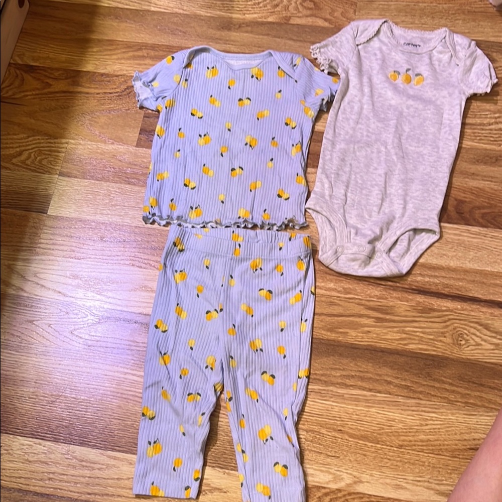 Adorable Lemon Print Baby Outfit Set